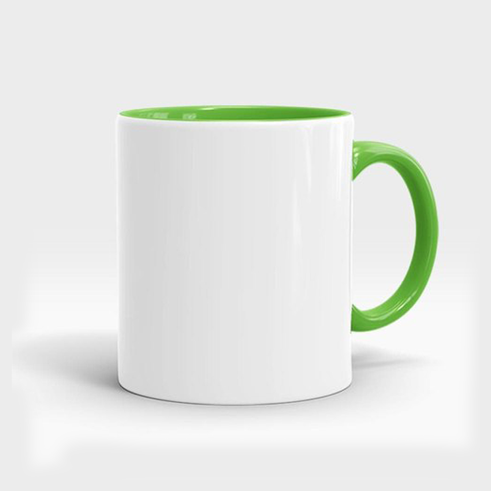 Inner Colour Green With Handle Green Photo Mug - 325 ML