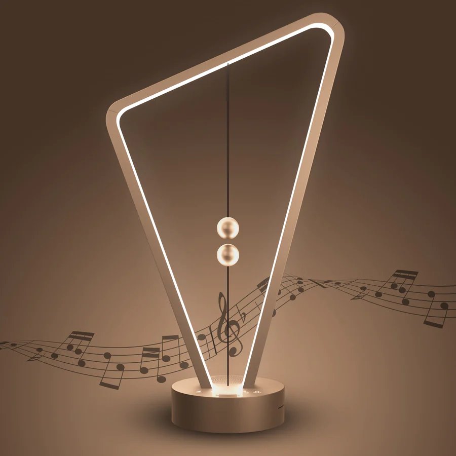 XECH  - Asymmetrix -Anti-Gravity Magnetic Lamp  with Bluetooth Speaker (Silver, Bronze, Rustic Maroon, Space Grey)