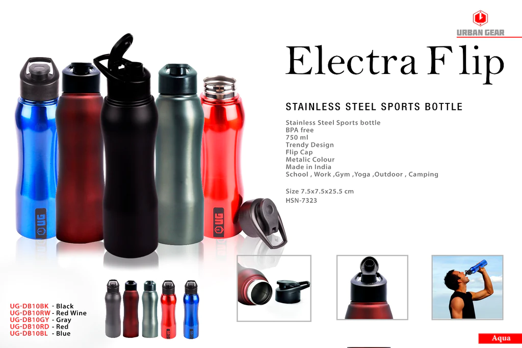 UG-DB10 - ELECTRA FLIP - Stainless Steel Sports Bottle - 750ml