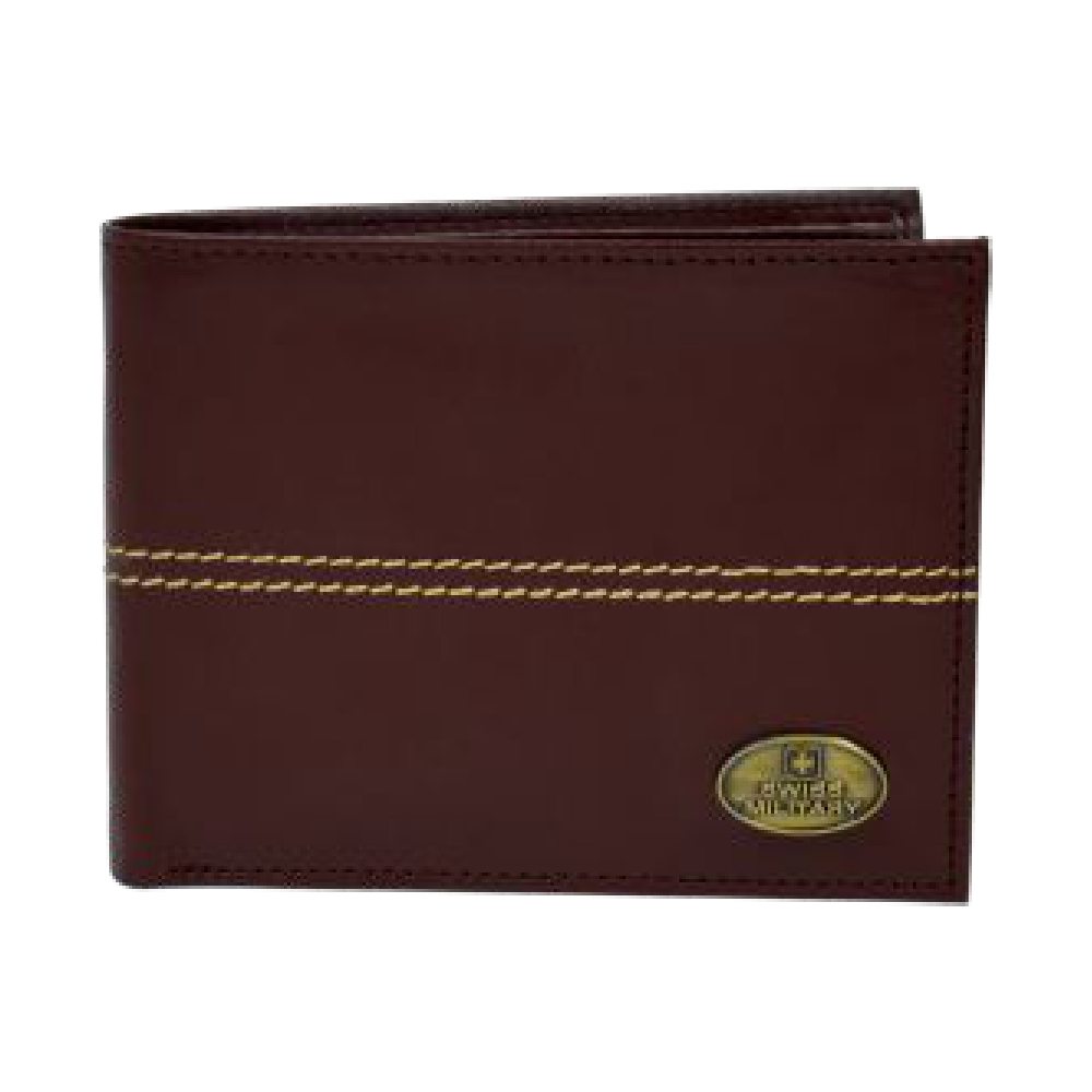 SWISS MILITARY-PU LEATHER MENS WALLET BROWN
