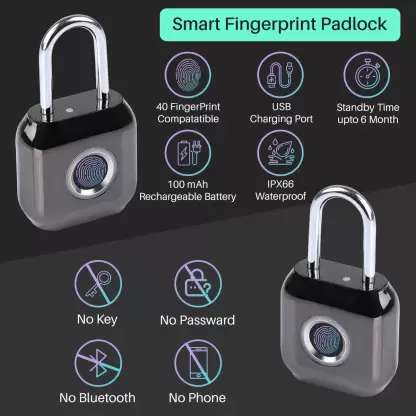 Portronics  POR-983 -  BIOLOCK Fingerprint Padlock Door Locks  (Fingerprint)