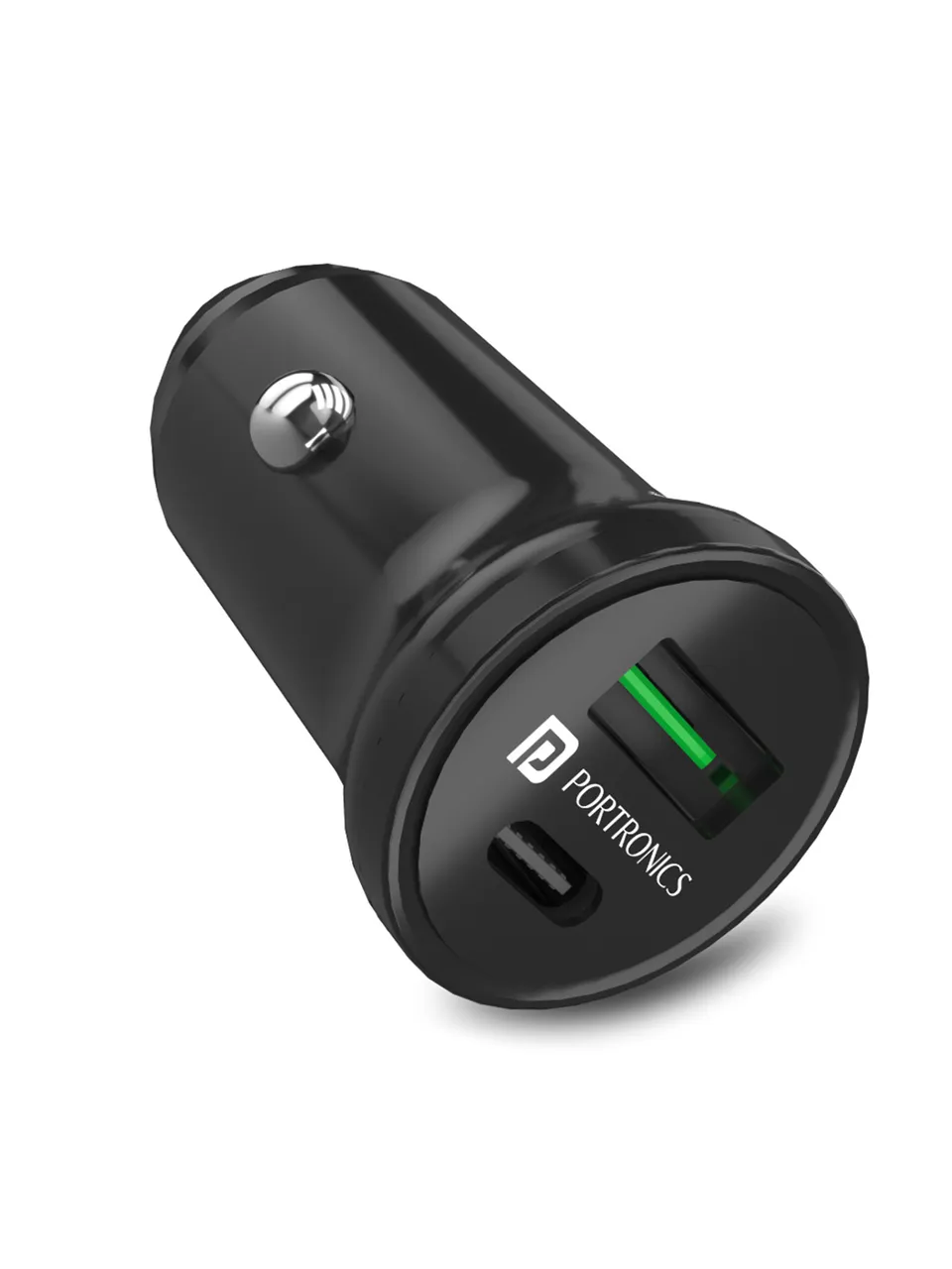 CarPower Mini Car Charger with Dual Output Type C PD 18W-QC 3.0A (Black)