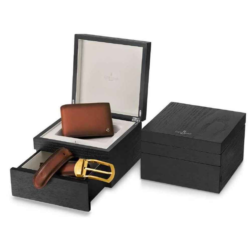 Gift Set Lapis Bard Ducorium Gold Plated Southwark Belt With Coin Pocket Wallet – Cognac