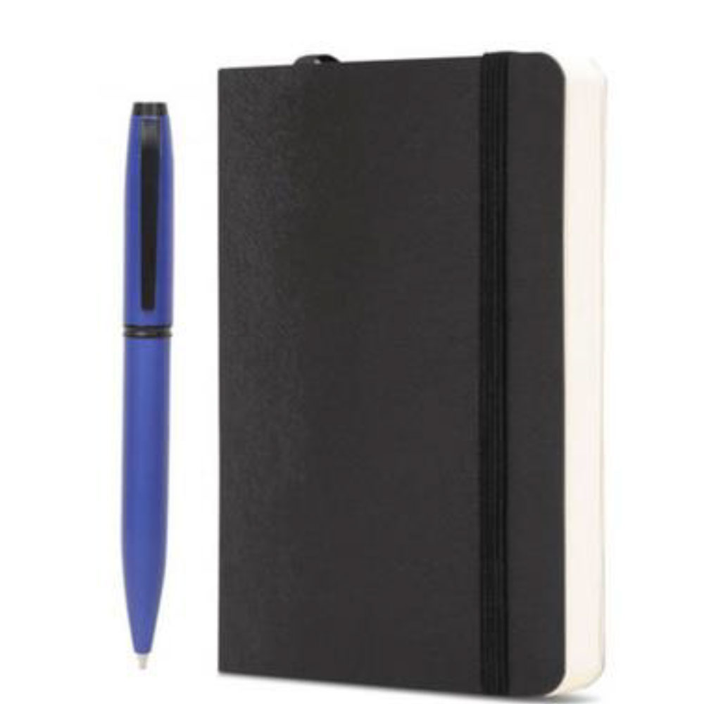 Pennline Atlas Matte Blue Ball Point Pen + A6 Notebook