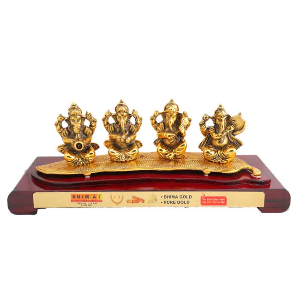 FTG 85 - Metal Finish 4 Different Types of Lord Ganesh Statue in an one Frame
