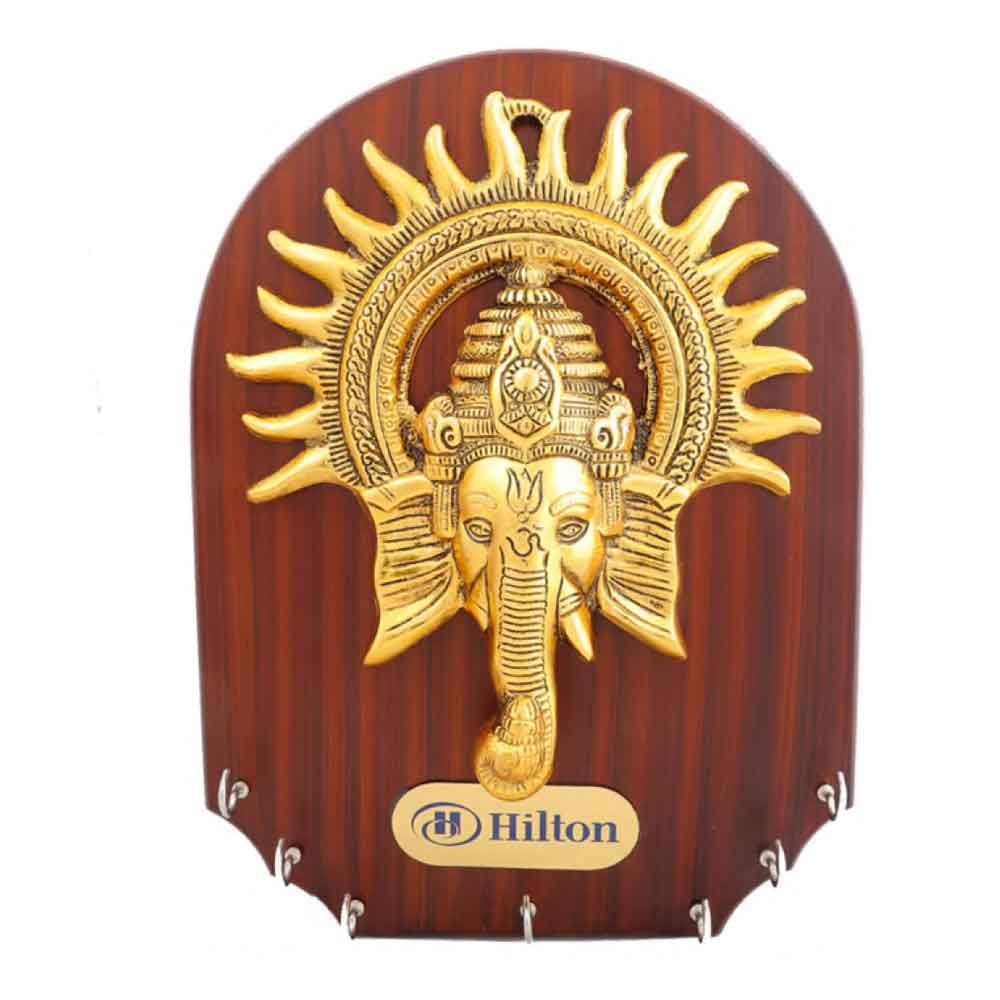 FTG 97 - Metal Finished Lord Ganesha Show Piece with Wooden Frame