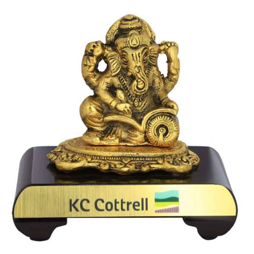 FTG 107 - Metal Finished Lord Ganesh Statue with wooden Base