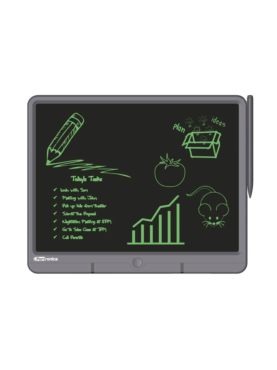 Portronics Ruffpad 15-Re-Writable LCD Writing Pad with Content Safety Button
