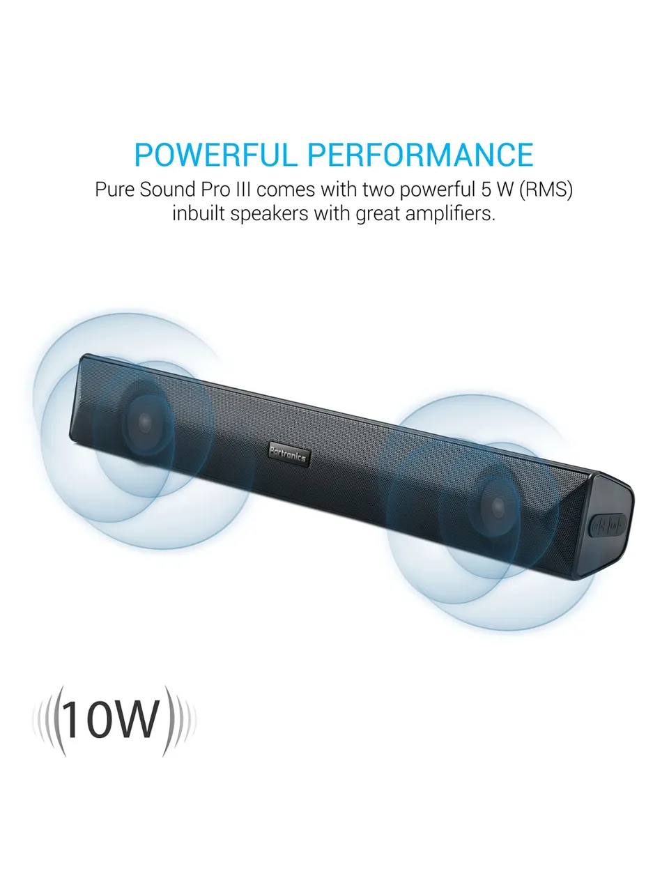 Portronics Pure Sound Pro III-Wireless Sound Bar with Bluetooth