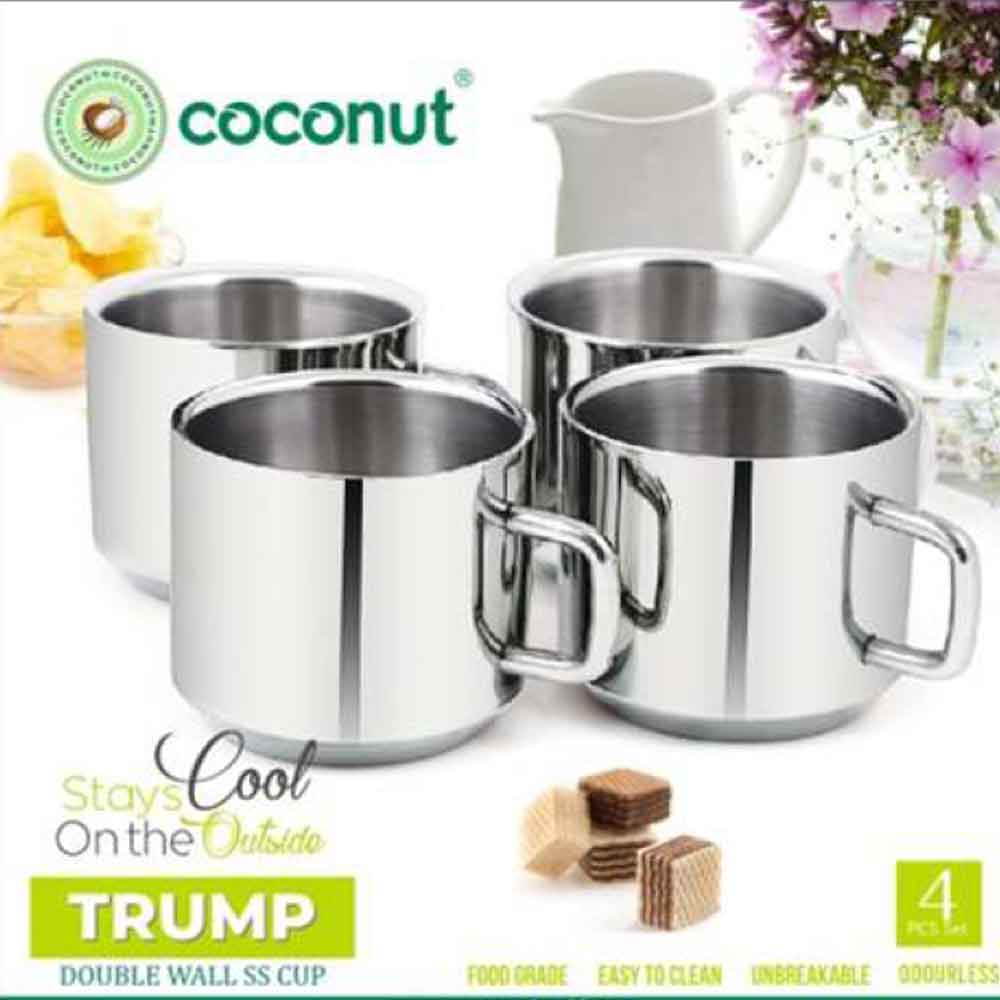 Coconut Coffee Mugs  Stainless Steel Pack of 4pcs