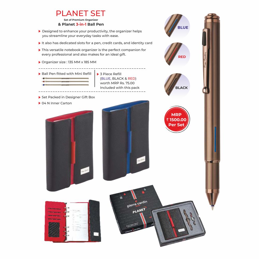 Pierre Cardin Paris - Planet Set - Set of Premium Organizer and Planet 3 in 1 Ball Pen