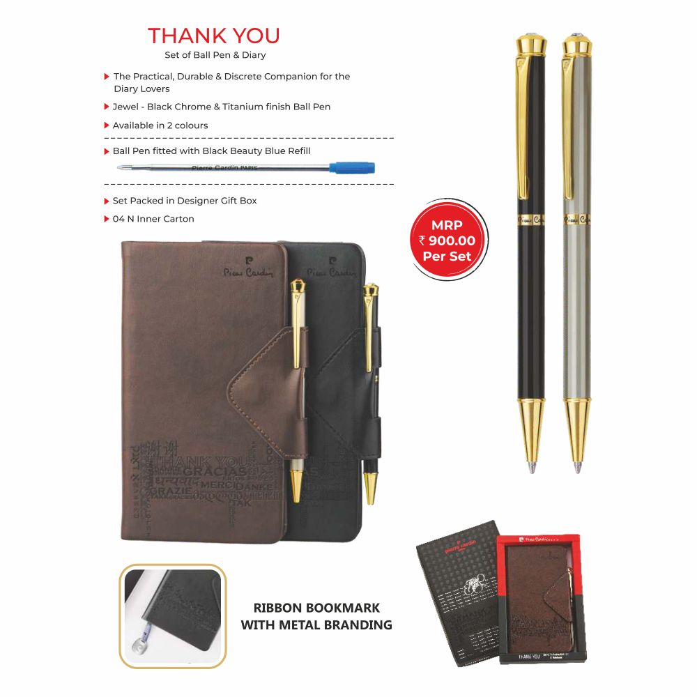Pierre Cardin Paris - Thank You - Set of Ball Pen and Diary