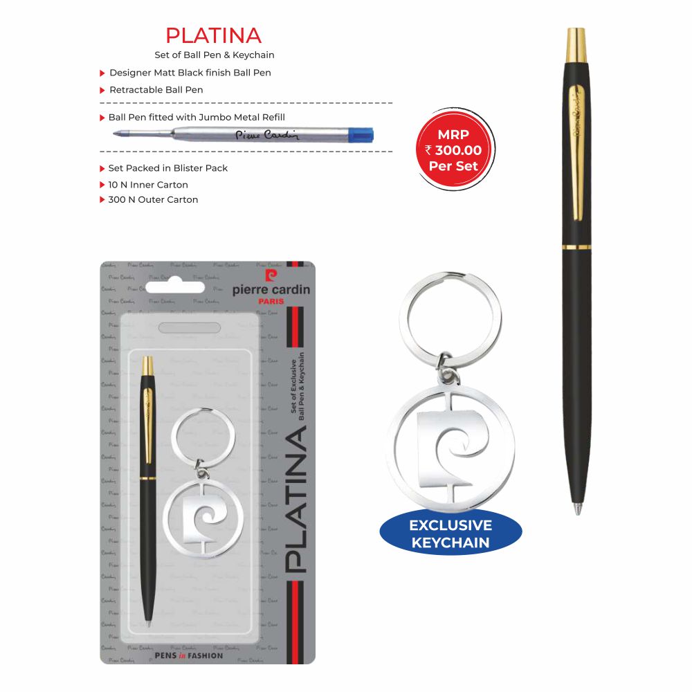 Pierre Cardin Paris - Platina - Set of Ball Pen and Keychain