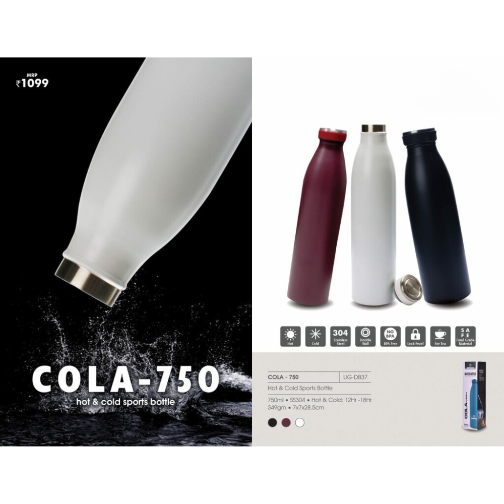 COLA - Stainless Steel Hot & Cold Bottle -  750ML