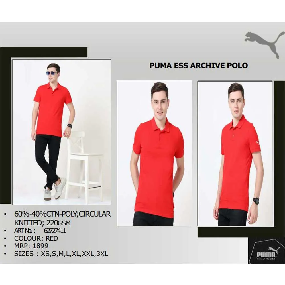 PUMA - ESS ARCHIVE POLO T-SHIRT - RED - 60%-40% CTN-POLY - 220GSM 