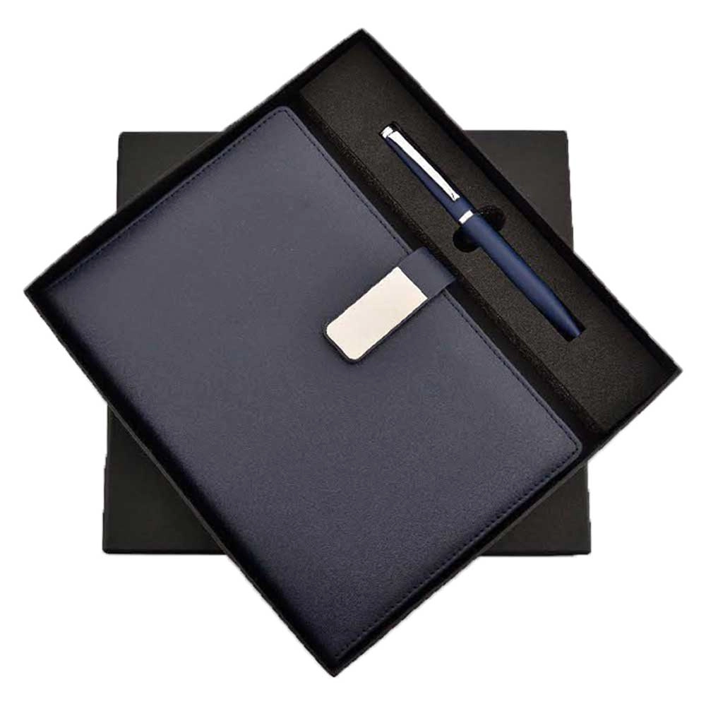 Diary Pen Set Blue - Metal Pen & A5 Size Notebook
